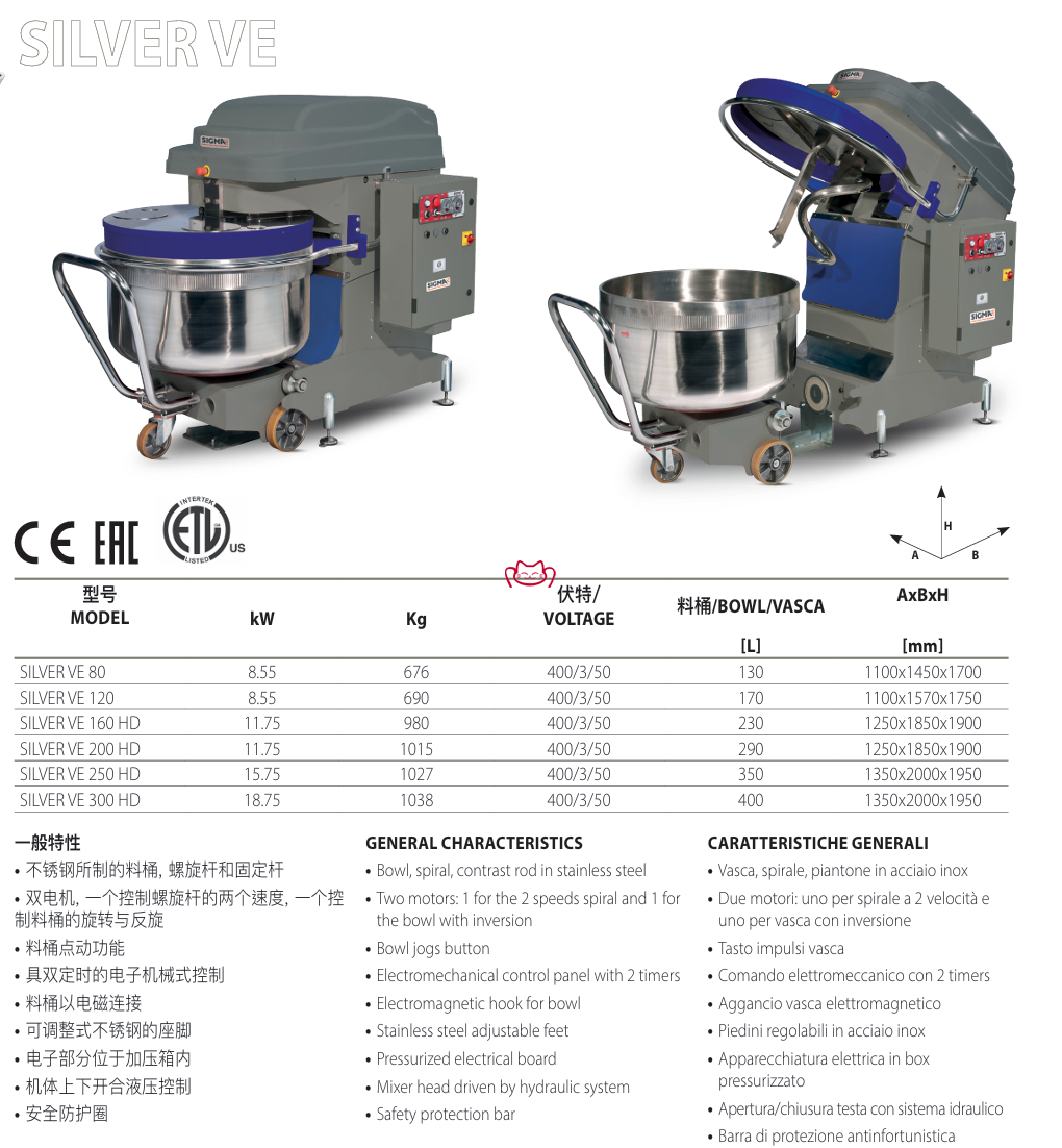SIGMA SILVER VE80料桶可分离的螺旋搅面团机_升降式搅拌机_面包烘焙电器设备_国际品牌商用厨房设备批发_进口酒店厨房设备_进口 ...
